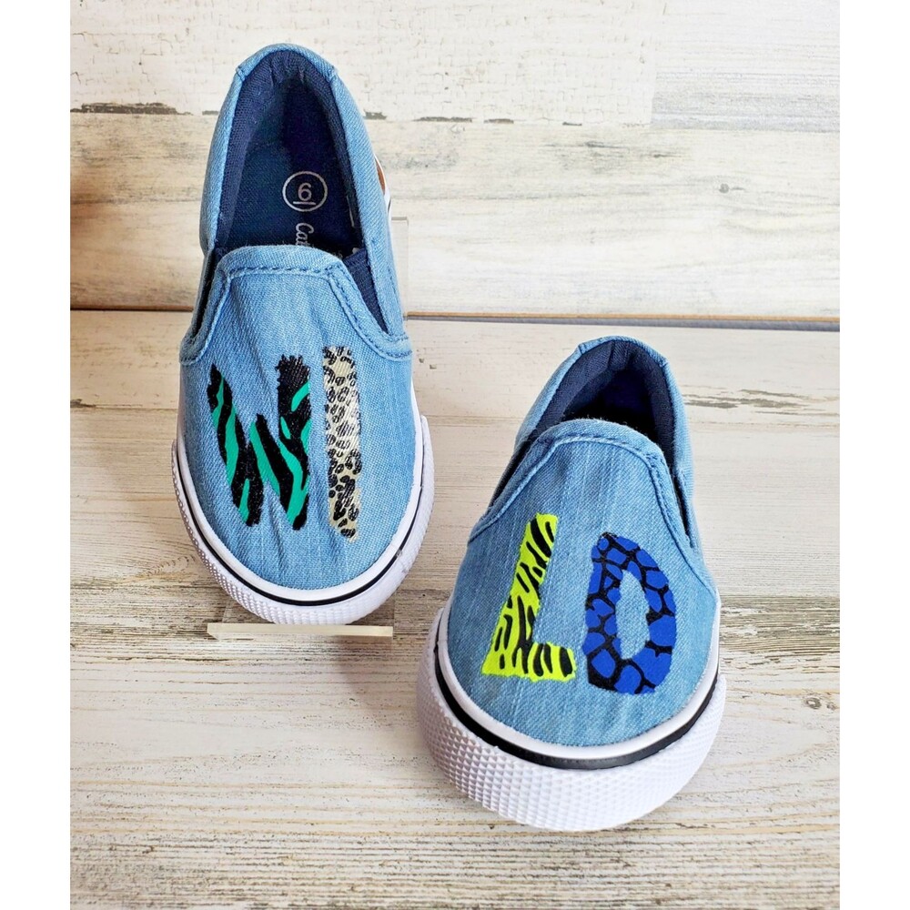 Cat & Jack 'WILD' Chambray Tom Slip On Sneakers Infant Toddler Size 6